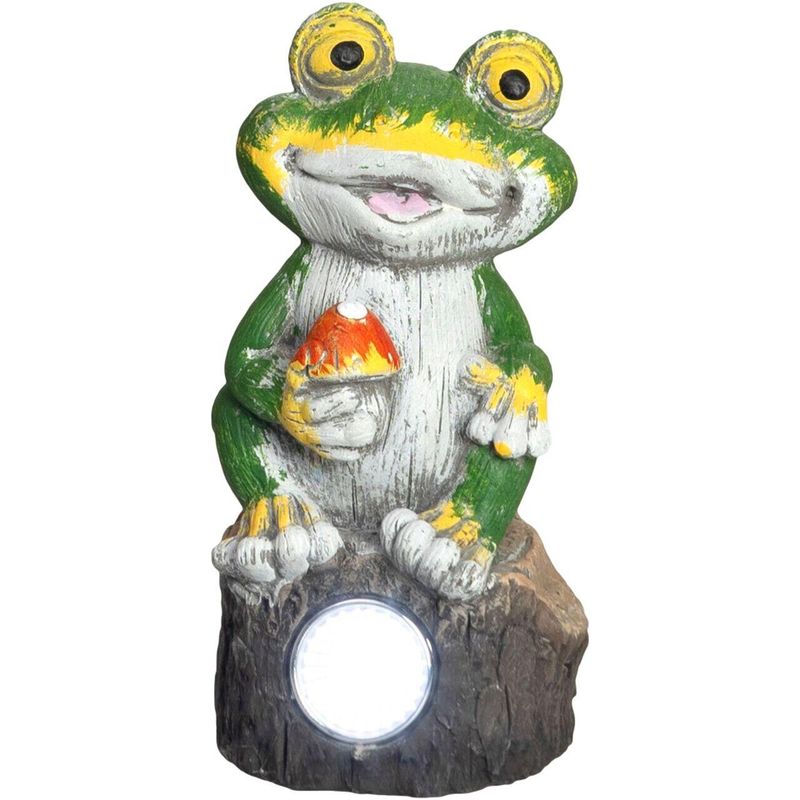 Casa si Gradina - Gradina si terasa - Decoratiuni exterior - Ornamente gradina - Decoratiune gradina, beton, lampa solara, broasca, 2xLED, 9.5x9x19 cm, Mercaton - Infinity.ro