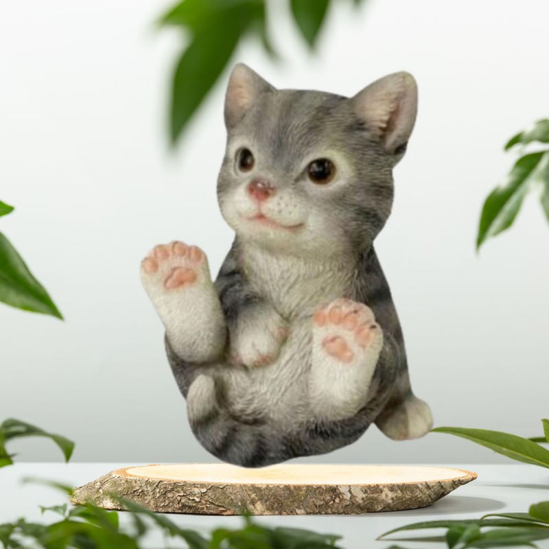 Casa si Gradina - Gradina si terasa - Decoratiuni exterior - Ornamente gradina - Decoratiune Mercaton pentru Gradina, Model Pisicuta Jucausa, Polirasina, Rezistenta UV, 12 cm - Infinity.ro