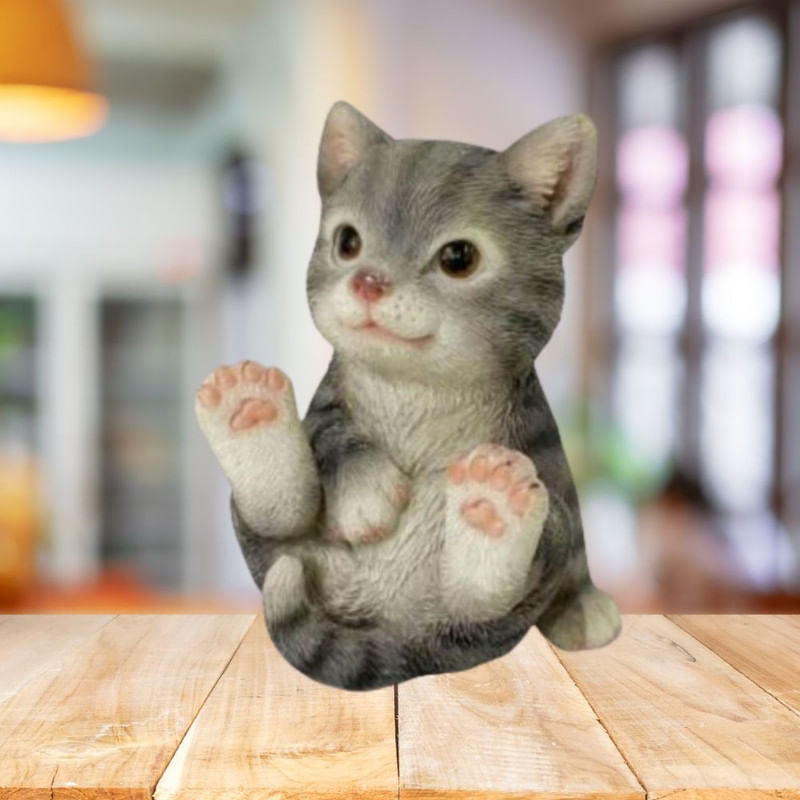 Casa si Gradina - Gradina si terasa - Decoratiuni exterior - Ornamente gradina - Decoratiune Mercaton pentru Gradina, Model Pisicuta Jucausa, Polirasina, Rezistenta UV, 12 cm - Infinity.ro