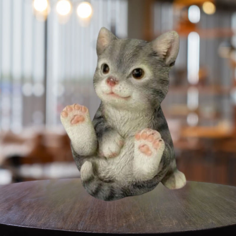 Casa si Gradina - Gradina si terasa - Decoratiuni exterior - Ornamente gradina - Decoratiune Mercaton pentru Gradina, Model Pisicuta Jucausa, Polirasina, Rezistenta UV, 12 cm - Infinity.ro