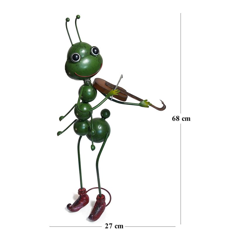 Casa si Gradina - Gradina si terasa - Decoratiuni exterior - Ornamente gradina - Decoratiune gradina, metalica, greiere cu vioara, 27x17x68 cm - Infinity.ro