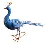 Casa si Gradina - Gradina si terasa - Decoratiuni exterior - Ornamente gradina - Decoratiune gradina, metalica, paun albastru, 23x70x46 cm - Infinity.ro