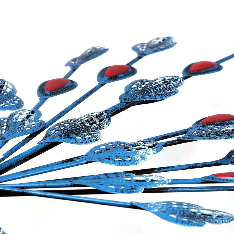 Casa si Gradina - Gradina si terasa - Decoratiuni exterior - Ornamente gradina - Decoratiune gradina, metalica, paun albastru, 23x70x46 cm - Infinity.ro