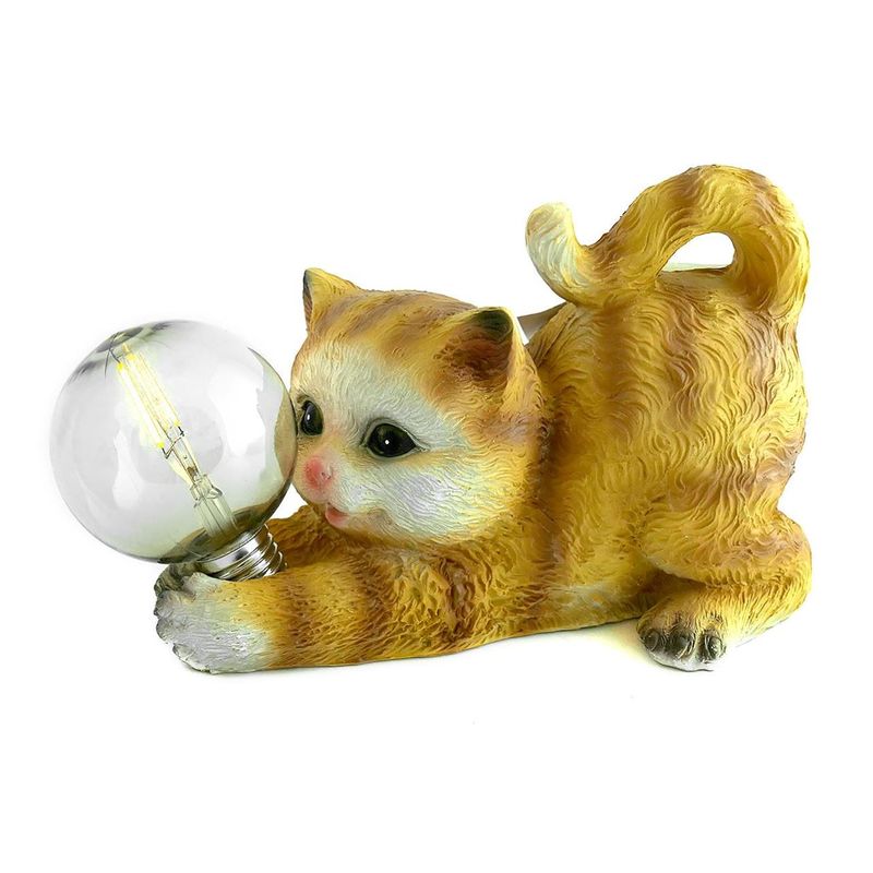 Casa si Gradina - Gradina si terasa - Decoratiuni exterior - Ornamente gradina - Decoratiune gradina, polirasina, lampa solara, pisica cu bec, 26x12.5x15 cm, Strend Pro - Infinity.ro