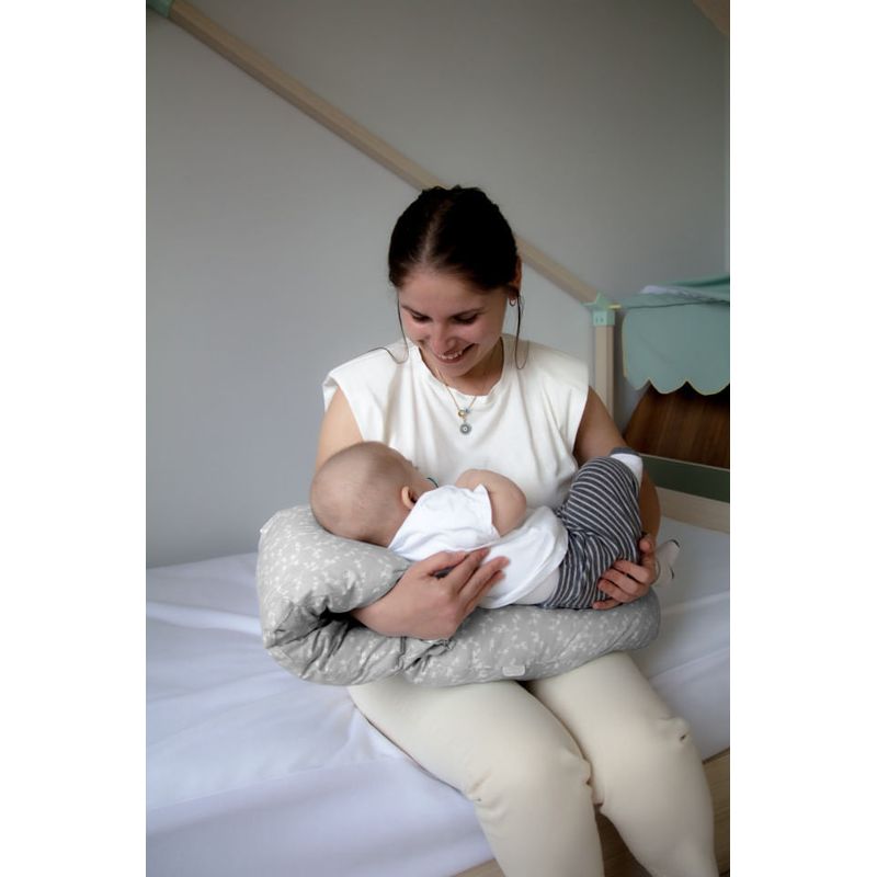 Jucarii, Copii si Bebe - Maternitate - Accesorii alaptare - Perna multifunctionala pentru alaptat si gravide cu suport detasabil pentru cap BabyJem, gri - Infinity.ro