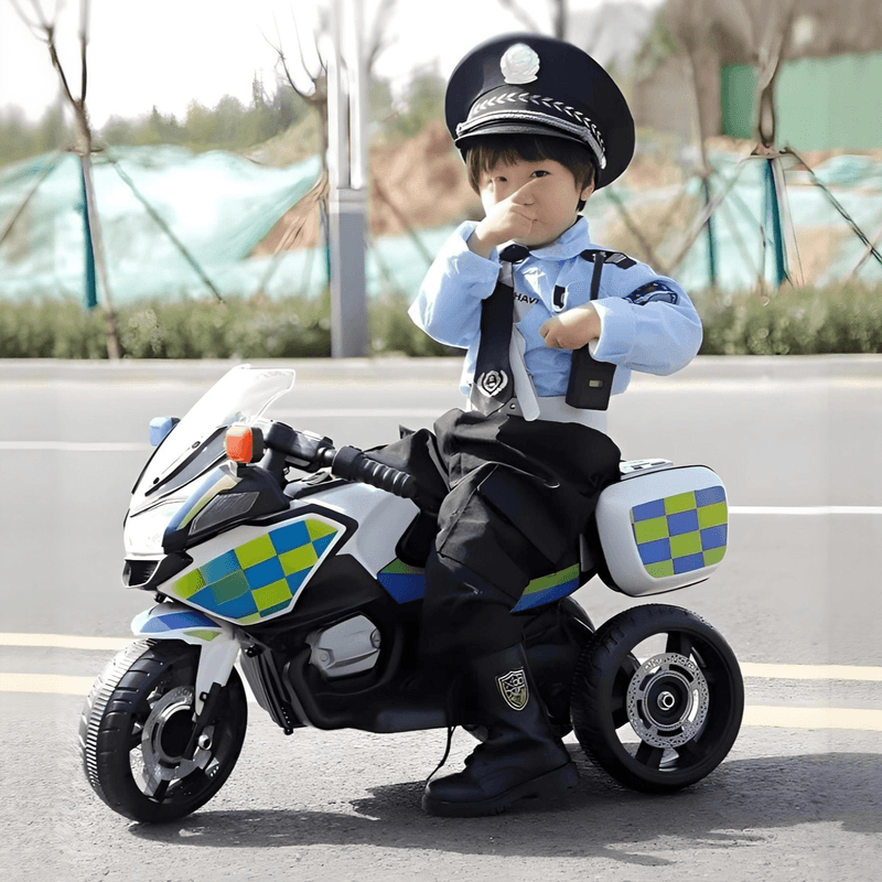 Jucarii, Copii si Bebe - Jucarii si jocuri - Jucarii de exterior - Masinute si vehicule pentru copii - Motocicleta de Politie electrica pe baterii JoyNest®, 6km/h, pentru copii 3-7ani - Infinity.ro