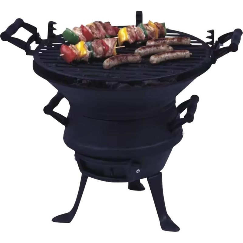 Casa si Gradina - Gradina si terasa - Gratare si accesorii - Gratare de gradina - Gratar gradina cu carbuni, grill rotund, fonta, 35 cm, Perfect Home - Infinity.ro