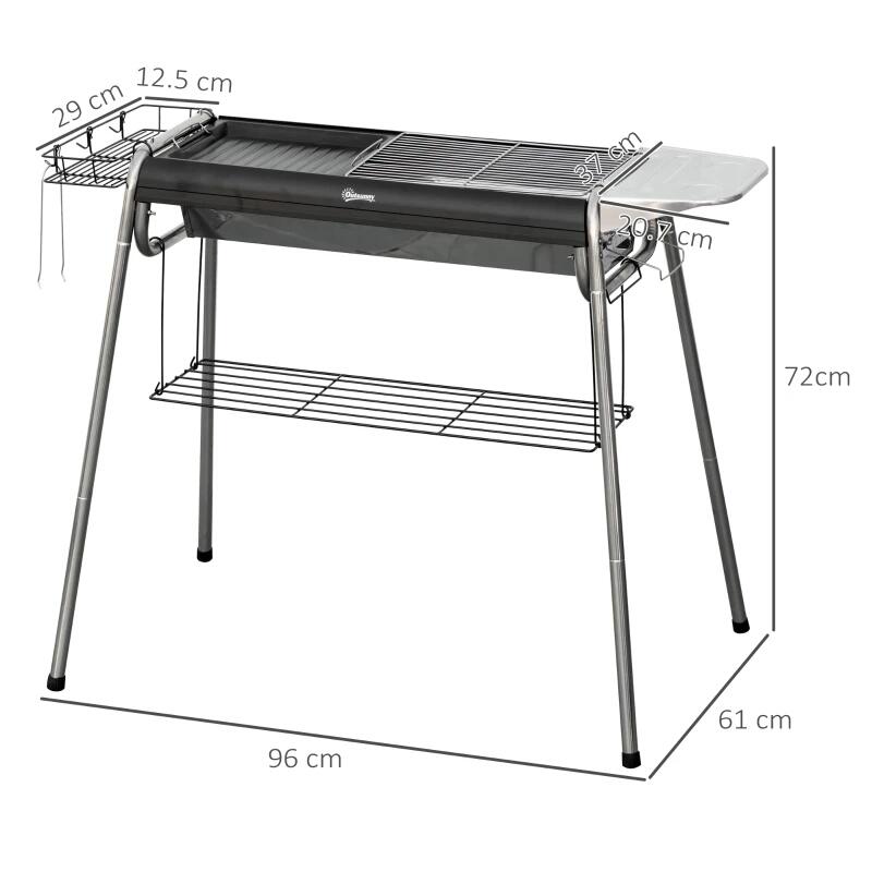 Casa si Gradina - Gradina si terasa - Gratare si accesorii - Gratare de gradina - Gratar gradina/camping cu carbuni, portabil, grill dreptunghiular, cu rafturi, structura inox, 96x61x72 cm - Infinity.ro
