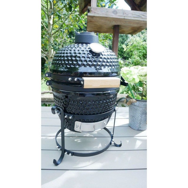 Casa si Gradina - Gradina si terasa - Gratare si accesorii - Gratare de gradina - Gratar gradina, grill rotund, ceramic, cu capac, 35x40.5x55 cm, Kamado Egg 13 - Infinity.ro