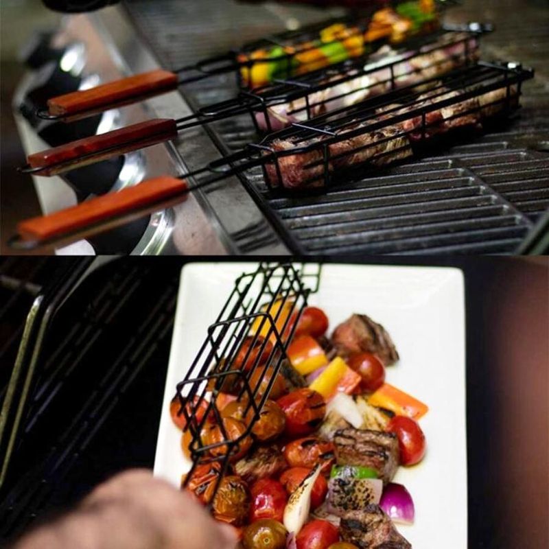 Casa si Gradina - Gradina si terasa - Gratare si accesorii - Gratare de gradina - Gratar mobil, maner lemn, pentru frigarui, 49x4.5 cm, Perfect Home - Infinity.ro