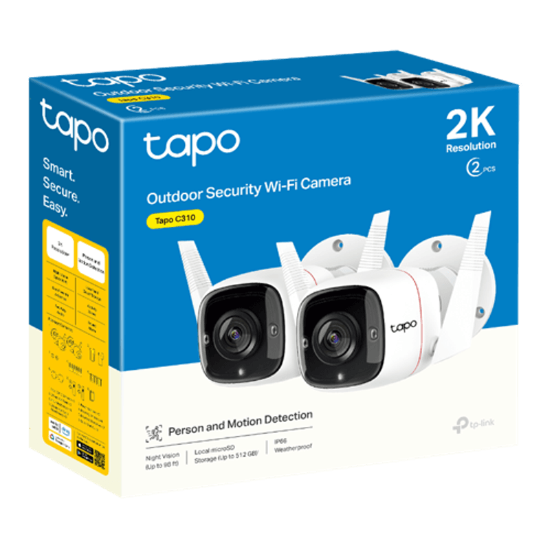 Casa si Gradina - Electrice - Smart Home - Camere de supraveghere - Pachet 2 Camere IP Wi-Fi, 2K, Audio bidirectional, IR 30M - TP-Link Tapo TapoC310P2 - Infinity.ro