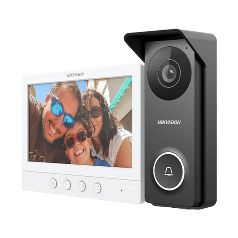 Casa si Gradina - Electrice - Smart Home - Control acces si accesorii - Kit videointerfon analogic, ecran 7', conectare 4 fire pentru 1 familie, IR, IK08 - HIKVISION DS-KIS213 - Infinity.ro