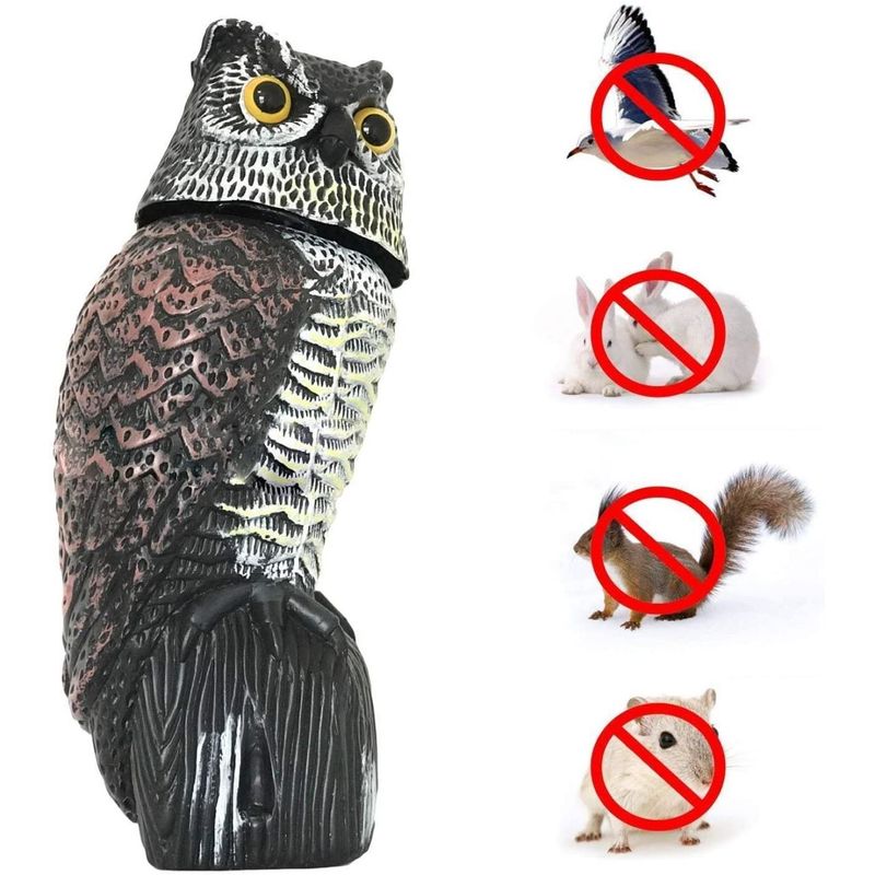 Casa si Gradina - Gradina si terasa - Decoratiuni exterior - Ornamente gradina - Decoratiune / sperietoare daunatori, solara, Bufnita cap rotativ si ochi luminosi, 43cm - Infinity.ro