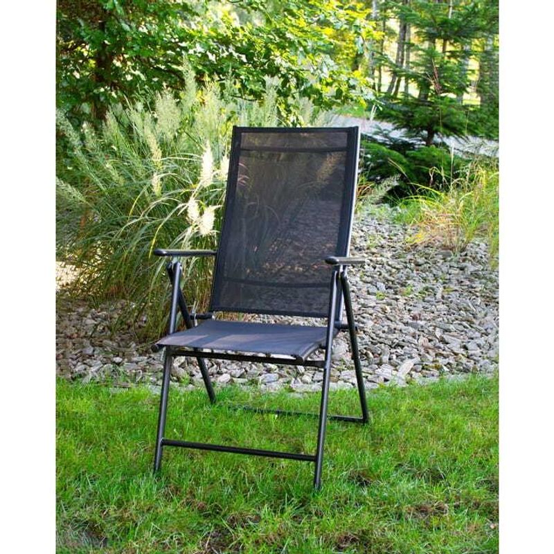Casa si Gradina - Gradina si terasa - Mobilier exterior - Scaune si sezlonguri gradina - Set 2 scaune gradina/terasa, reglabile, aluminiu, negru, 48x67-99x43 cm, Jumi - Infinity.ro