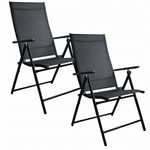 Casa si Gradina - Gradina si terasa - Mobilier exterior - Scaune si sezlonguri gradina - Set 2 scaune gradina/terasa, reglabile, aluminiu, negru, 48x67-99x43 cm, Jumi - Infinity.ro