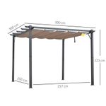 Casa si Gradina - Gradina si terasa - Umbrele si pavilioane - Pavilioane - Pergola pentru gradina/terasa, retractabila, cadru aluminiu, gri si maro, 3x3x2.23 m - Infinity.ro