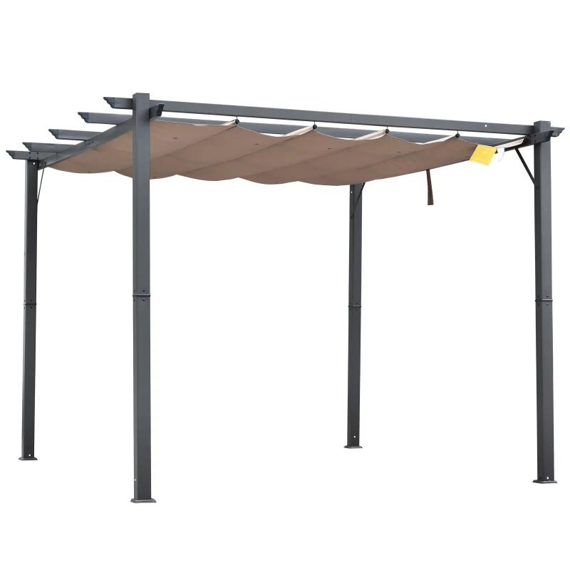 Casa si Gradina - Gradina si terasa - Umbrele si pavilioane - Pavilioane - Pergola pentru gradina/terasa, retractabila, cadru aluminiu, gri si maro, 3x3x2.23 m - Infinity.ro
