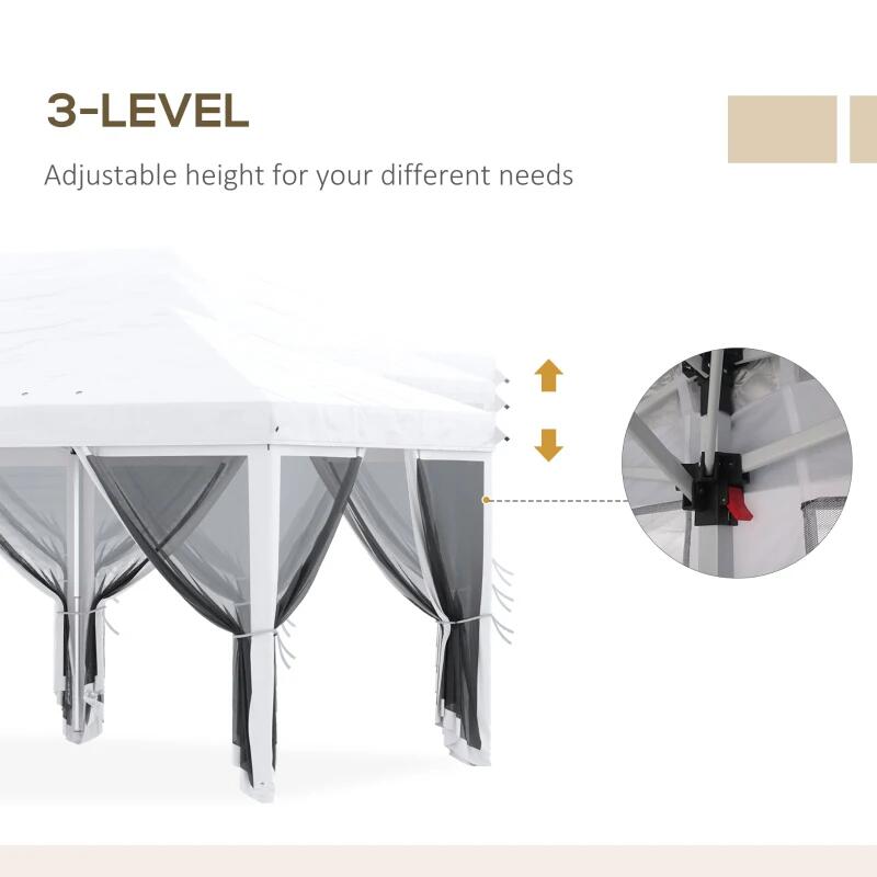 Casa si Gradina - Gradina si terasa - Umbrele si pavilioane - Pavilioane - Pavilion/foisor pentru gradina/terasa, cadru metalic, cu plasa pentru insecte, alb si negru, 5.85x2.95x2.70 m - Infinity.ro