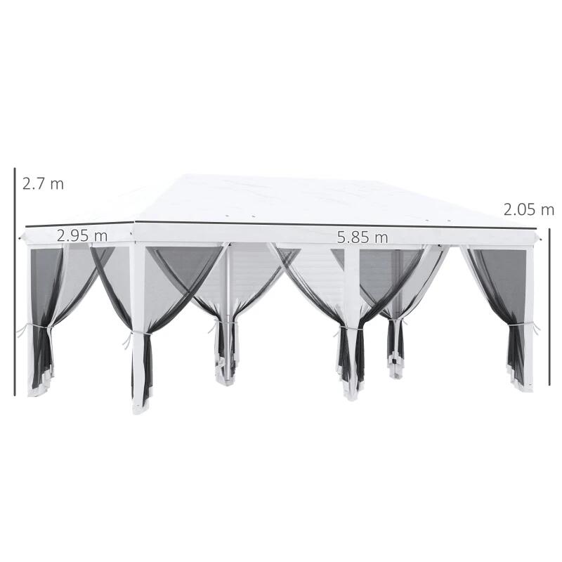 Casa si Gradina - Gradina si terasa - Umbrele si pavilioane - Pavilioane - Pavilion/foisor pentru gradina/terasa, cadru metalic, cu plasa pentru insecte, alb si negru, 5.85x2.95x2.70 m - Infinity.ro