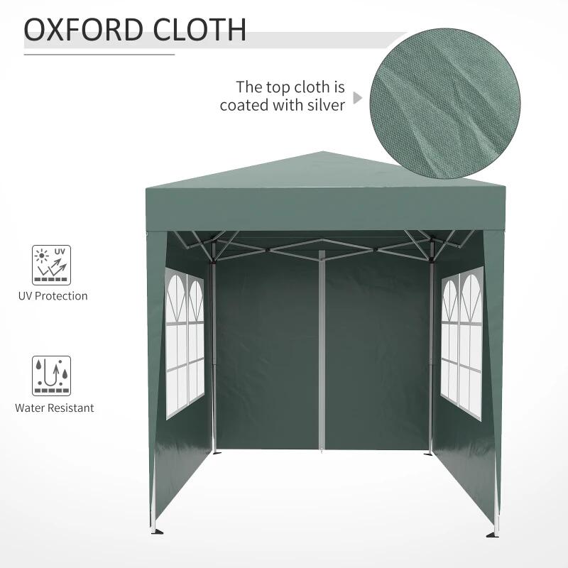 Casa si Gradina - Gradina si terasa - Umbrele si pavilioane - Pavilioane - Pavilion pentru camping, cadru metalic, 4 pereti, pliabil, verde, 2x2x2.4 m - Infinity.ro