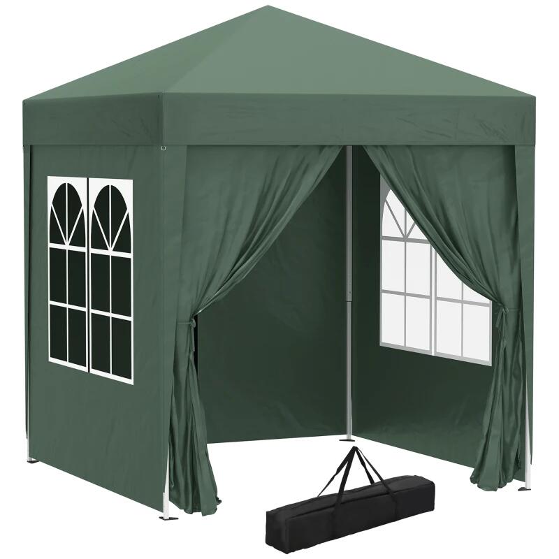 Casa si Gradina - Gradina si terasa - Umbrele si pavilioane - Pavilioane - Pavilion pentru camping, cadru metalic, 4 pereti, pliabil, verde, 2x2x2.4 m - Infinity.ro