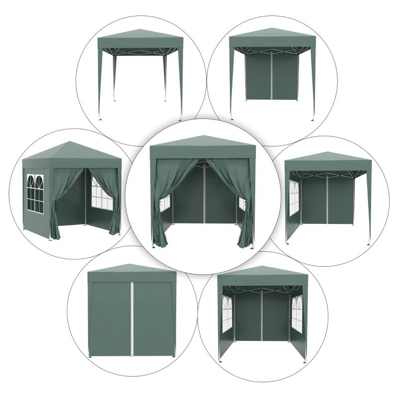 Casa si Gradina - Gradina si terasa - Umbrele si pavilioane - Pavilioane - Pavilion pentru camping, cadru metalic, 4 pereti, pliabil, verde, 2x2x2.4 m - Infinity.ro