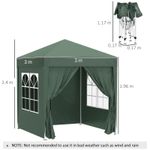 Casa si Gradina - Gradina si terasa - Umbrele si pavilioane - Pavilioane - Pavilion pentru camping, cadru metalic, 4 pereti, pliabil, verde, 2x2x2.4 m - Infinity.ro