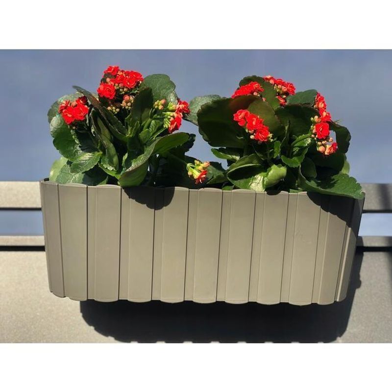 Casa si Gradina - Gradinarit si plante - Plante si ghivece - Accesorii ghivece si jardiniere - Set 4 jardiniere decorative cu suport de plastic, gri, 4.9 L, 38.3x21.2x13 cm, Boardee Hook - Infinity.ro
