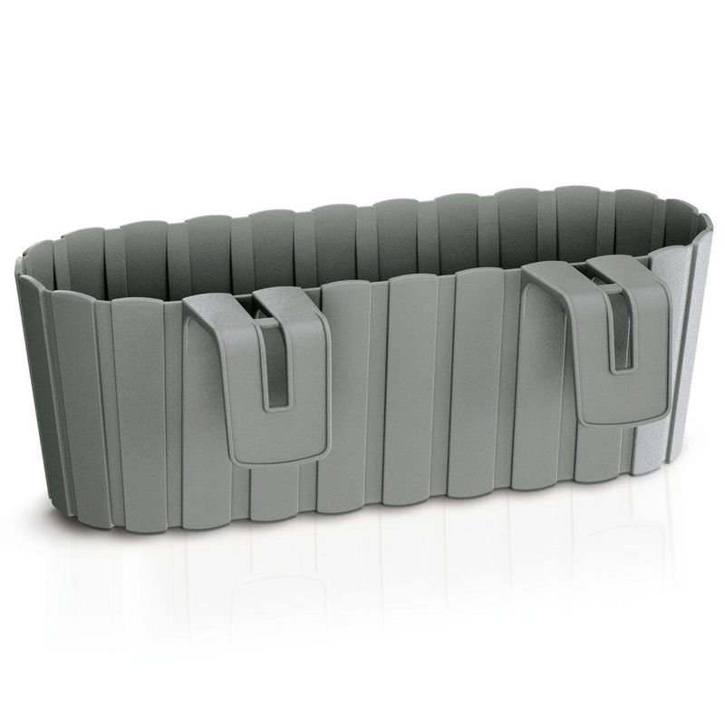 Casa si Gradina - Gradinarit si plante - Plante si ghivece - Accesorii ghivece si jardiniere - Set 4 jardiniere decorative cu suport de plastic, gri, 4.9 L, 38.3x21.2x13 cm, Boardee Hook - Infinity.ro