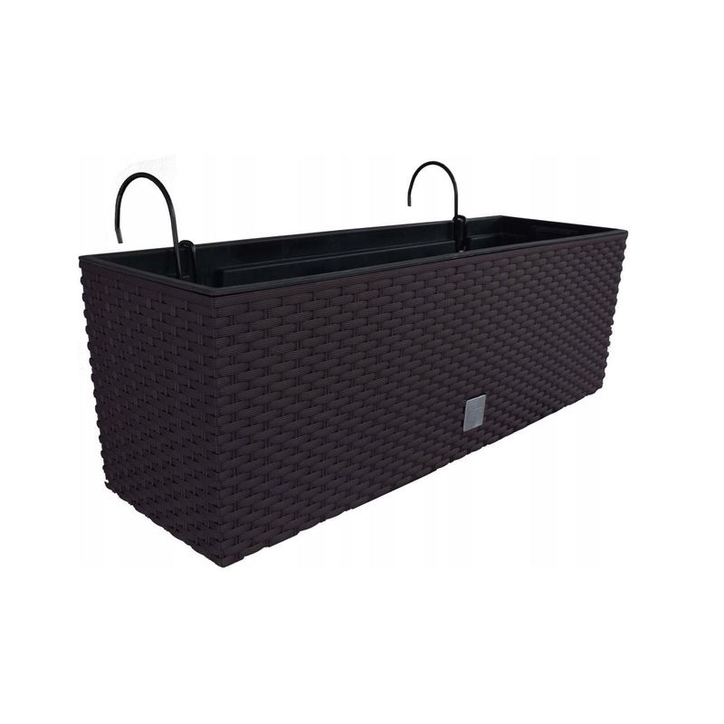 Casa si Gradina - Gradinarit si plante - Plante si ghivece - Accesorii ghivece si jardiniere - Set 3 jardiniere cu suport metalic, imitatie ratan, maro, 58x18x19.5 cm, Rato Case W - Infinity.ro