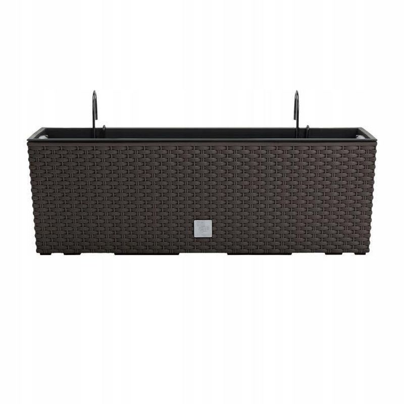 Casa si Gradina - Gradinarit si plante - Plante si ghivece - Accesorii ghivece si jardiniere - Set 3 jardiniere cu suport metalic, imitatie ratan, maro, 58x18x19.5 cm, Rato Case W - Infinity.ro