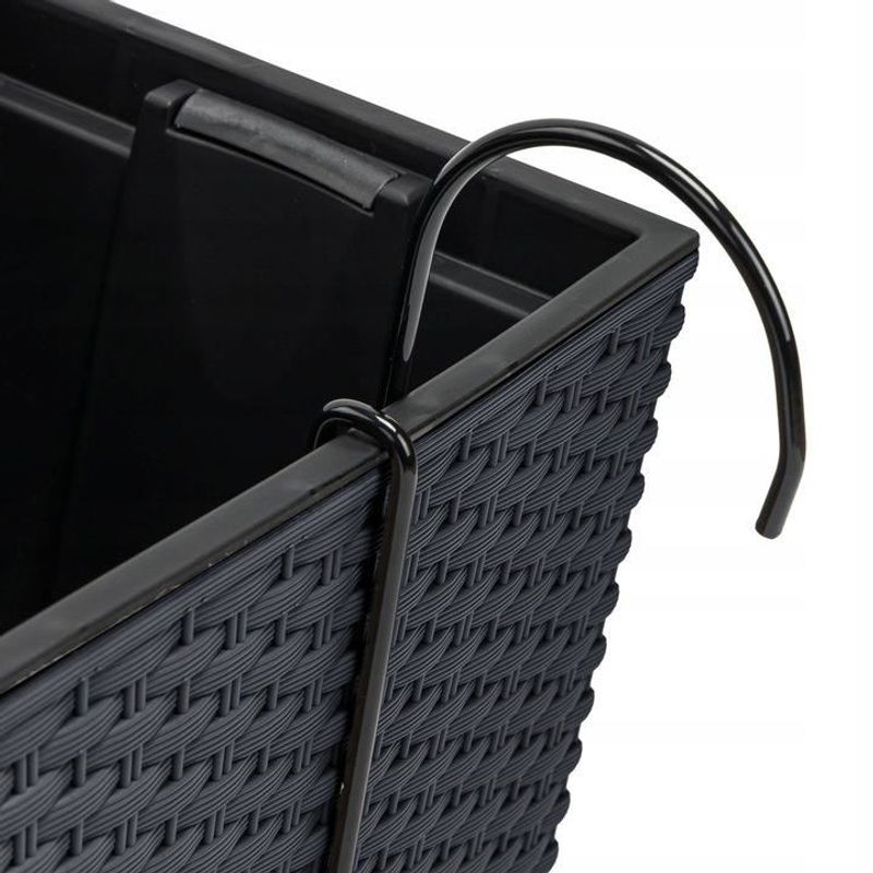 Casa si Gradina - Gradinarit si plante - Plante si ghivece - Accesorii ghivece si jardiniere - Jardiniera decorativa, suport metalic, imitatie ratan, antracit, 58x18x19.5 cm, Rato Case W - Infinity.ro