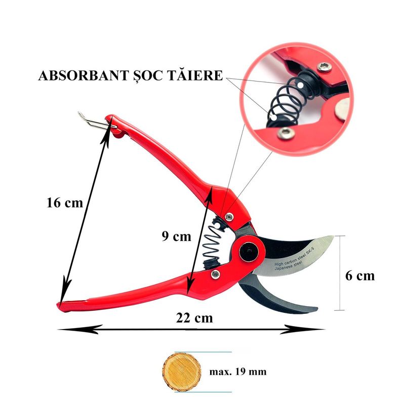 Casa si Gradina - Gradinarit si plante - Unelte gradinarit - Foarfeci gradinarit - Foarfeca gradina, tip bypass, profesionala, otel SK5 + manusi latex, 22 cm, XTLINE - Infinity.ro