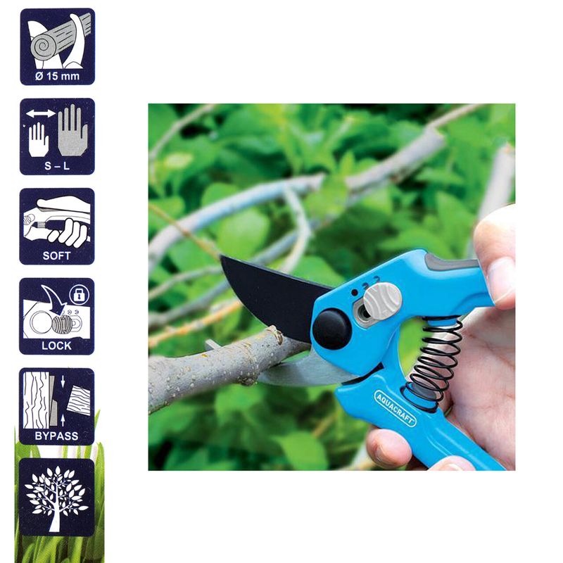 Casa si Gradina - Gradinarit si plante - Unelte gradinarit - Foarfeci gradinarit - Foarfeca gradina, tip bypass, pentru trandafiri, pomi, vita de vie, 9.9 cm, Aquacraft - Infinity.ro