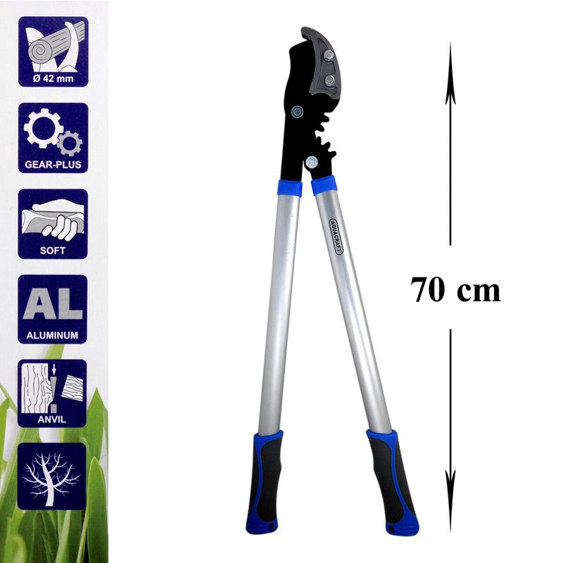 Casa si Gradina - Gradinarit si plante - Unelte gradinarit - Foarfeci gradinarit - Foarfeca crengi, tip nicovala, maner aluminiu, gear plus, 70 cm, Aquacraft - Infinity.ro