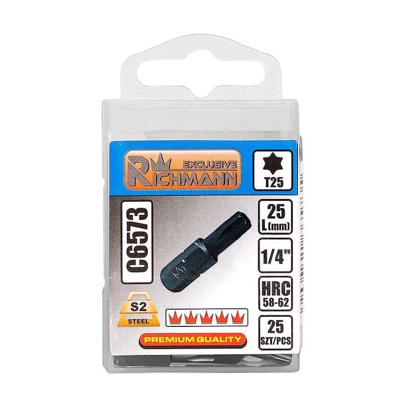 Casa si Gradina - Constructii - Scule de mana si unelte - Surubelnite - Varfuri, biti, Torx, 1/4”, T10x25 mm, Richmann Exclusive - Infinity.ro