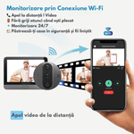 Casa si Gradina - Electrice - Smart Home - Centrale si module smart home - Vizor Video Inteligent Wi-Fi cu Sonerie, Interfon cu Camera HD 1080P, VisionHub®, 2MP, Ecran LCD 4.3-inch, Viziune 24/24 - Infinity.ro