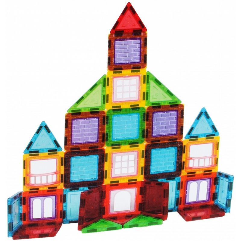 Jucarii, Copii si Bebe - Jucarii si jocuri - Seturi de constructie si cuburi - Seturi de constructie - Set de constructie Magnetic Tiles, MalPlay, 45 piese 3D, Multicolor - Infinity.ro
