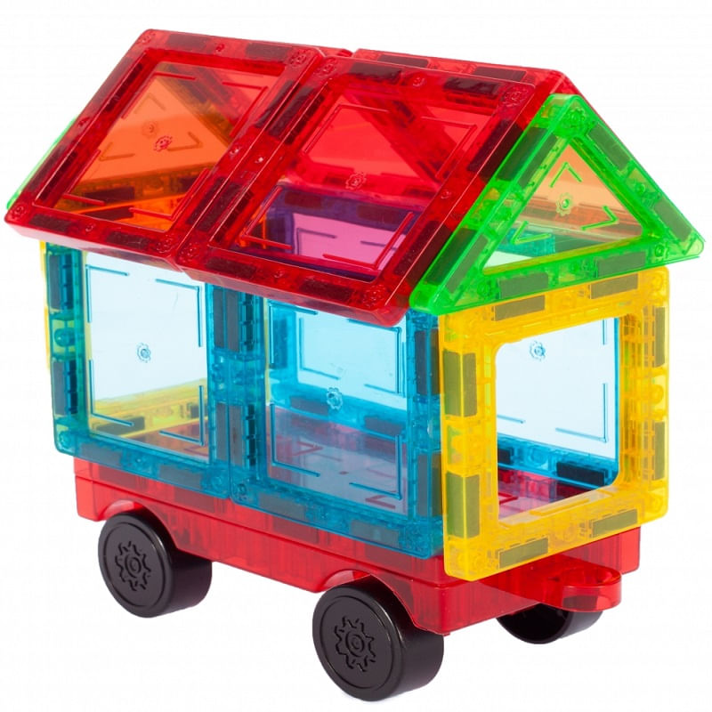 Jucarii, Copii si Bebe - Jucarii si jocuri - Seturi de constructie si cuburi - Seturi de constructie - Set de constructie Magnetic Tiles, MalPlay, 45 piese 3D, Multicolor - Infinity.ro