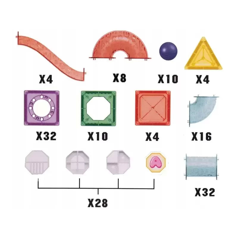 Jucarii, Copii si Bebe - Jucarii si jocuri - Seturi de constructie si cuburi - Seturi de constructie - Set de constructie Malplay Magnetic Tiles 148 piese 3D Multicolor - Infinity.ro