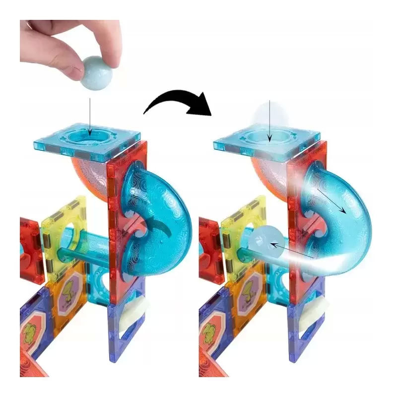 Jucarii, Copii si Bebe - Jucarii si jocuri - Seturi de constructie si cuburi - Seturi de constructie - Set de constructie Malplay Magnetic Tiles 148 piese 3D Multicolor - Infinity.ro