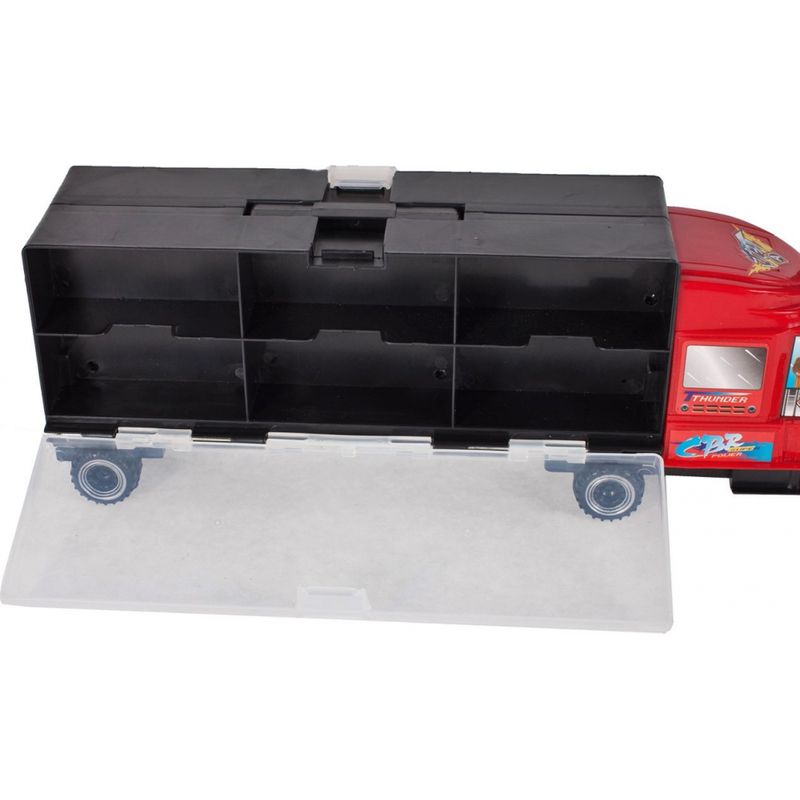 Jucarii, Copii si Bebe - Jucarii si jocuri - Vehicule si jucarii cu telecomanda - Utilaje constructie de jucarie - Camion cu rampa de iesire si 6 masinute - Infinity.ro