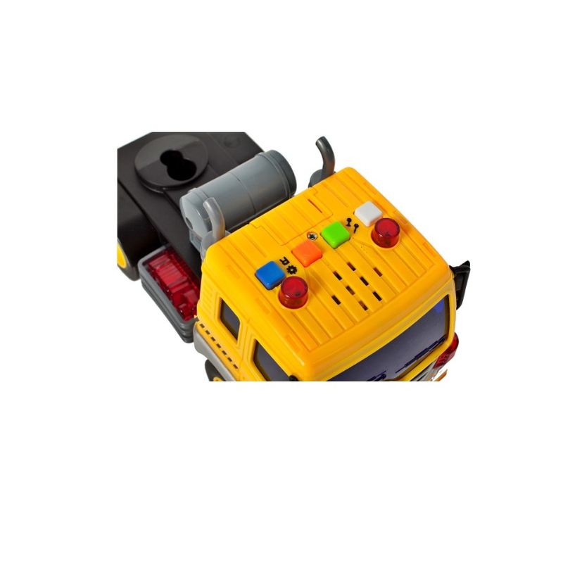 Jucarii, Copii si Bebe - Jucarii si jocuri - Vehicule si jucarii cu telecomanda - Utilaje constructie de jucarie - Camion cu platforma si 4 masinute incluse, cu sunete si lumini, 37 cm, MalPlay - Infinity.ro