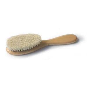Perie pentru bebelusi, din par natural de capra si maner din lemn, dimensiune medie, Reer 81165