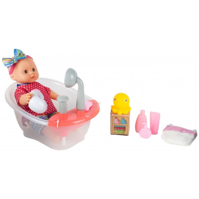 Jucarii, Copii si Bebe - Jucarii si jocuri - Papusi si accesorii - Papusi - Bebelus MalPlay, cu Dus si Cada cu Pompita, Functionale si Accesorii Baie - Infinity.ro