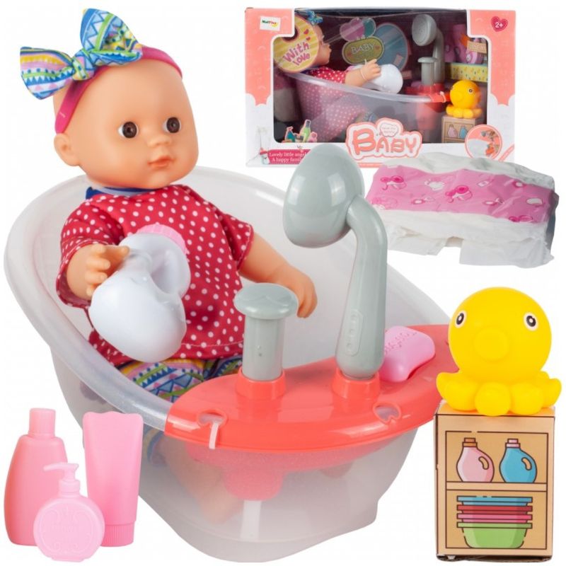 Jucarii, Copii si Bebe - Jucarii si jocuri - Papusi si accesorii - Papusi - Bebelus MalPlay, cu Dus si Cada cu Pompita, Functionale si Accesorii Baie - Infinity.ro