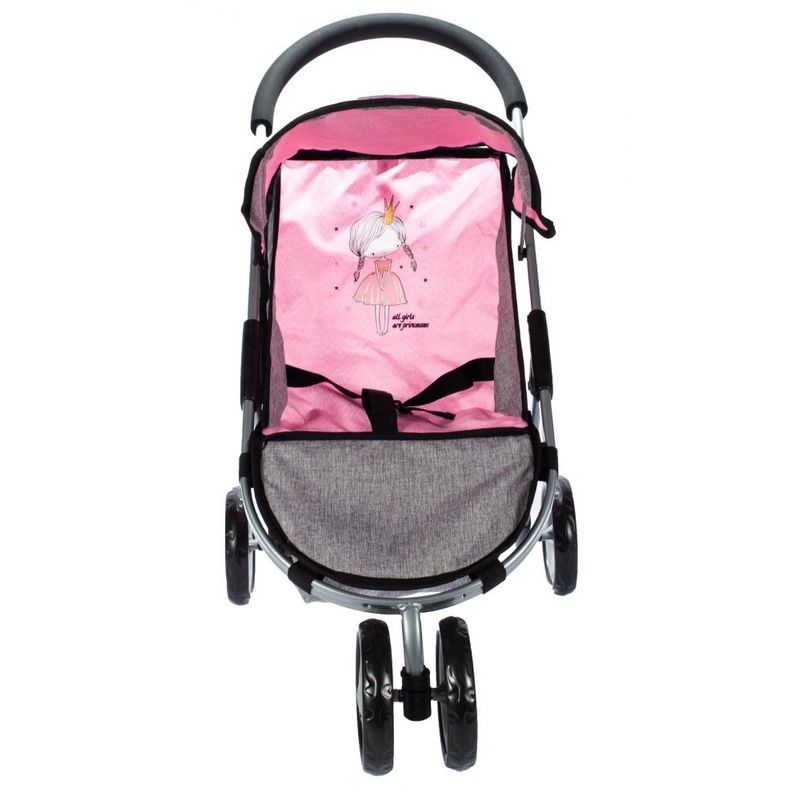 Jucarii, Copii si Bebe - Jucarii si jocuri - Papusi si accesorii - Carucioare papusi si accesorii - Carucior pentru papusi Little Princess roz-gri - Infinity.ro