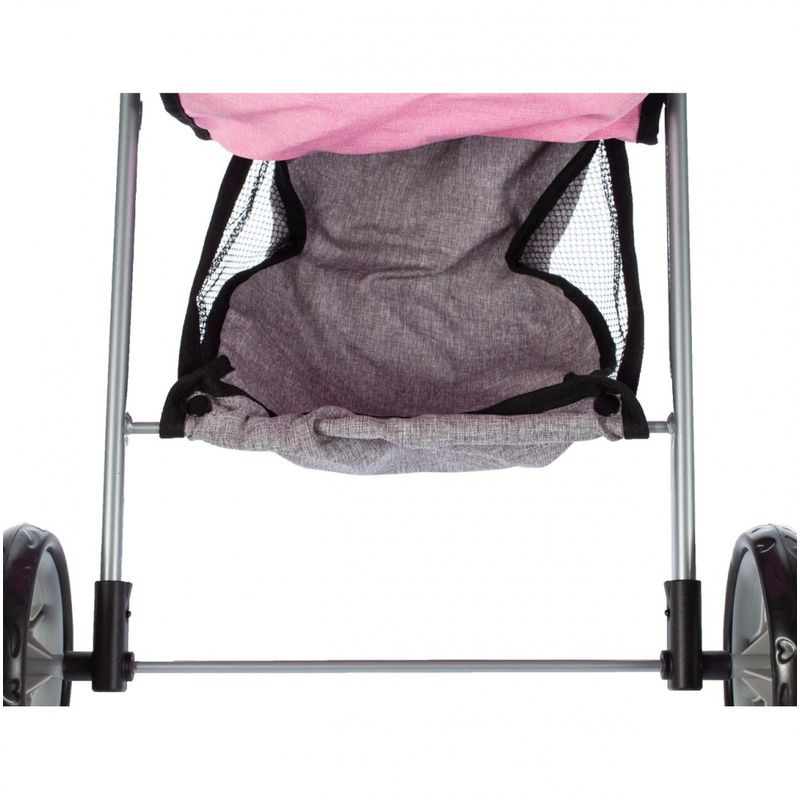 Jucarii, Copii si Bebe - Jucarii si jocuri - Papusi si accesorii - Carucioare papusi si accesorii - Carucior pentru papusi Little Princess roz-gri - Infinity.ro