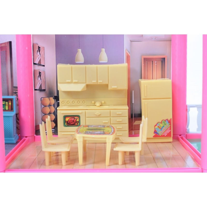 Jucarii, Copii si Bebe - Jucarii si jocuri - Papusi si accesorii - Casute de papusi si mobilier - Casuta de papusi MalPlay, cu mobilier si figurine, 136 piese, 36 cm inaltime - Infinity.ro