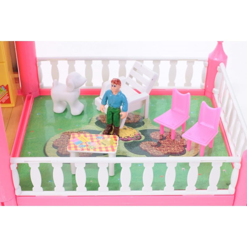 Jucarii, Copii si Bebe - Jucarii si jocuri - Papusi si accesorii - Casute de papusi si mobilier - Casuta de papusi MalPlay, cu mobilier si figurine, 136 piese, 36 cm inaltime - Infinity.ro